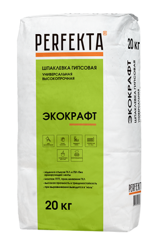 Шпаклевка гипсовая универсальная высокопрочная Экокрафт, Perfekta, 20 кг