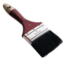 Кисть плоская с черной натуральной щетиной и деревянной ручкой 3", серия МАСТЕР