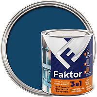 Грунт-эмаль FAKTOR на ржавчину 3 в 1 синяя, банка 0,8 кг