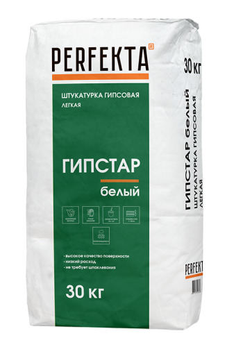 Штукатурка гипсовая легкая Гипстар белая, Perfekta, 30 кг