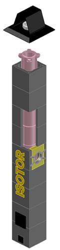 ISOTOR Комплект дымохода с плитой по месту, 12м Ø20см с верхним комплектом, Schiedel