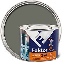 Грунт-эмаль FAKTOR на ржавчину 3 в 1 серая, банка 1,9 кг