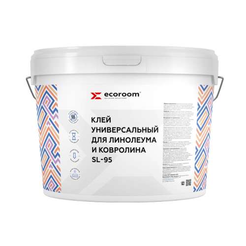 Ecoroom SL-95, Клей универсальный для линолеума и ковролина акриловый, 10 кг, ведро