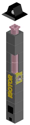 ISOTOR Комплект дымохода с плитой по месту, 6м Ø20см с верхним комплектом, Schiedel