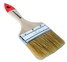 Кисть плоская с натуральной щетиной и деревянной ручкой 3"