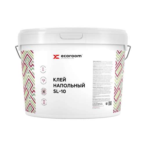 Ecoroom SL-10, Напольный клей акриловый, 10 кг, ведро