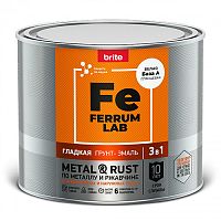 Грунт-эмаль FERRUM LAB по ржавчине 3 в 1 белая глянцевая база А, банка 1,8 л