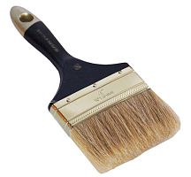 Кисть плоская с натуральной щетиной и деревянной ручкой 4", серия ПРОФИ